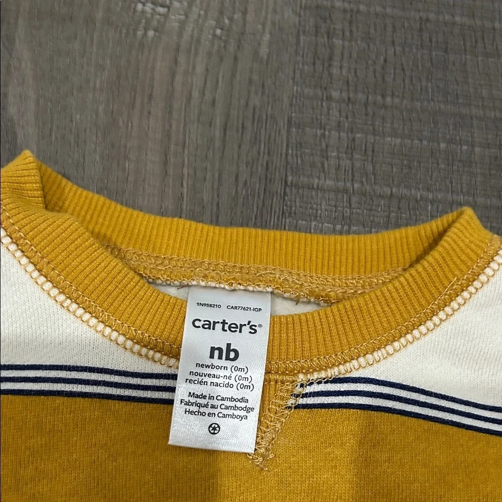 Carters Striped Yellow and White Baby Sweater with Blue Pants